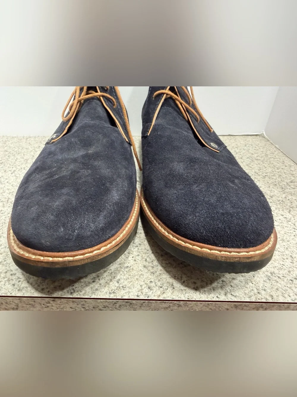 RUSTIC ASPHALT Suede Leather Chukka Boots - Men's Size 44M (10.5) - Blue & Tan